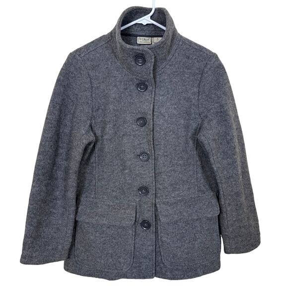 L.L. Bean Petite Bellandi Italian Wool Coat Grey Women’s Size Small Petite EUC - Picture 1 of 7